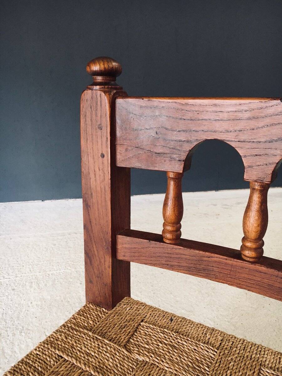 Oak & Rope Travail Populaire Side Chair, Belgium, 1950s