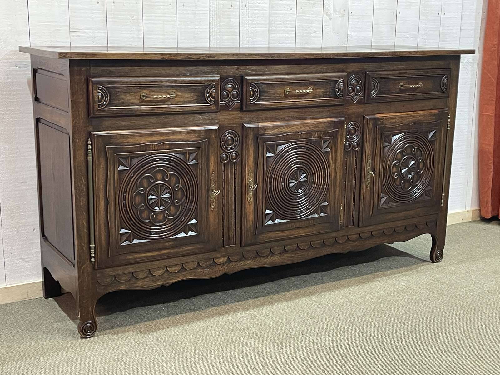 1950s oak sideboard in the style of Robert Micheau Vernez