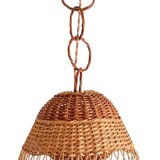 Rustic Mid-Century Wicker Pendant Lamp, Handwoven in Spain, c. 1960s