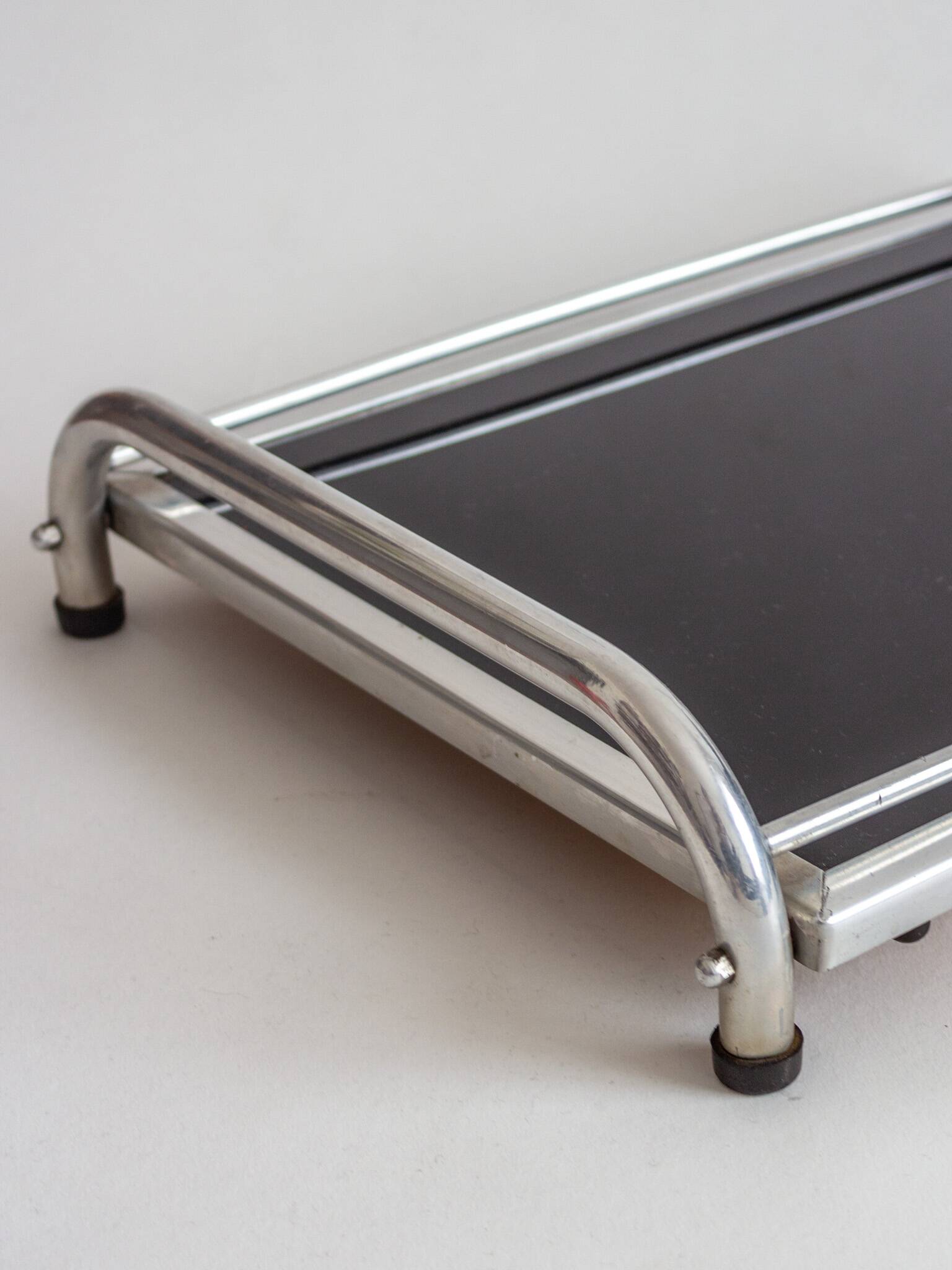 Aluminum and glass tray, Italy, 1950s/1960s