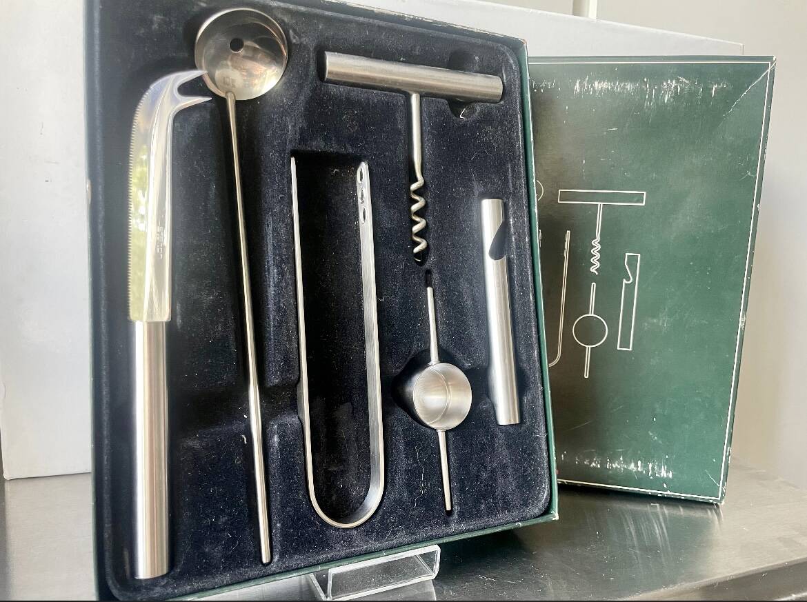 Vintage Stelton Bar Set Design Arne Jacobsen 6 pcs set Danish Design