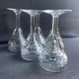 6 anciens verres de bistrot soufflés et taillés