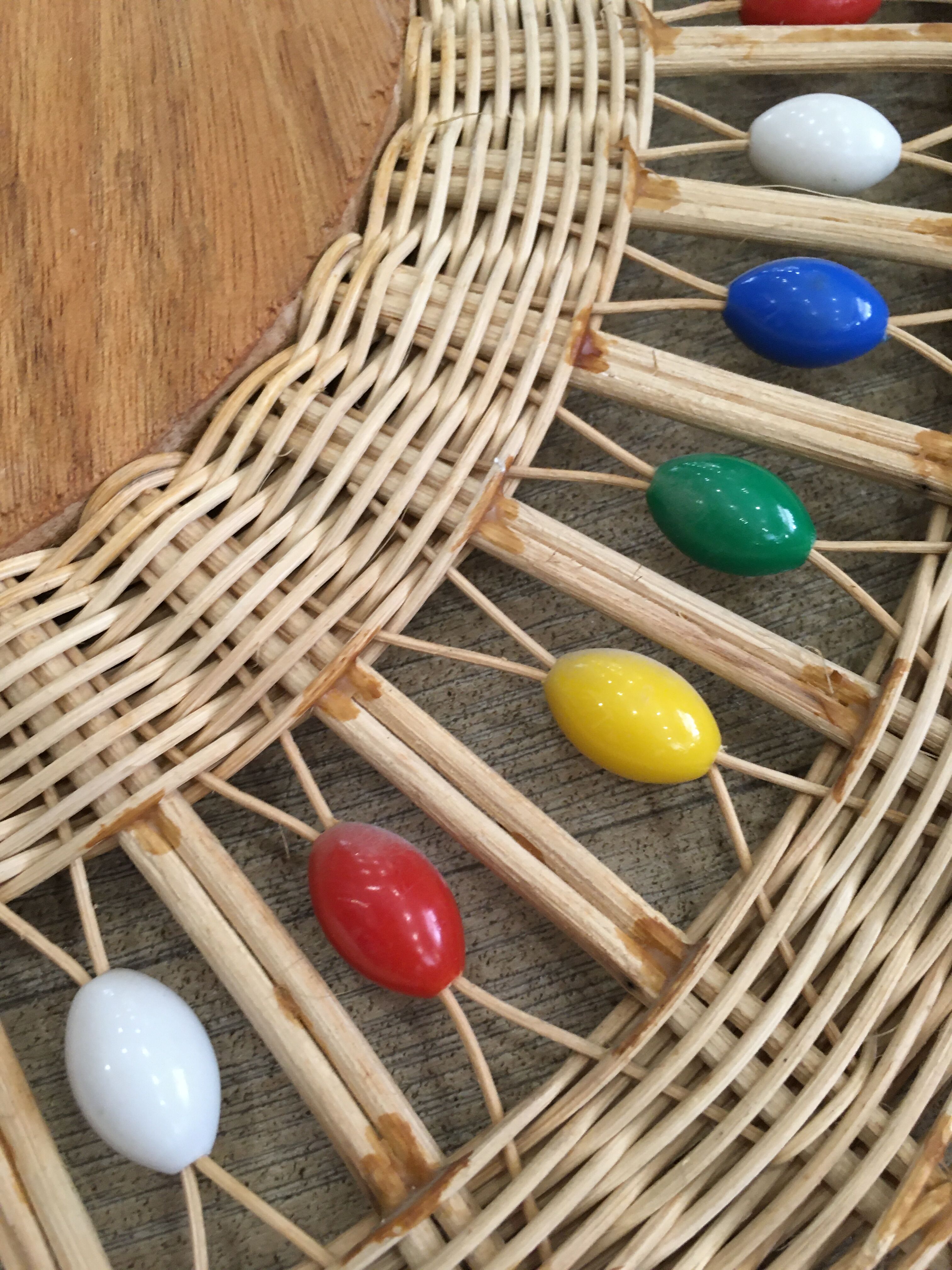 Mirror in basketry and vintage pearl