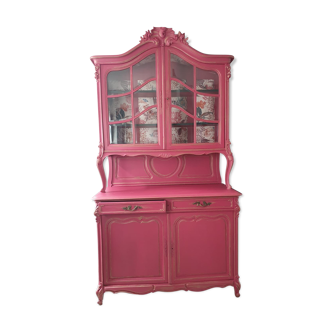 Double body buffet Louis XV pepper and gold inside ouatine and fabrics