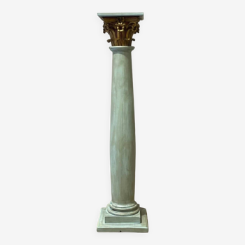 Superbe colonne en bois patiné à chapiteau corinthien.fin XVIIIeme début XIXe