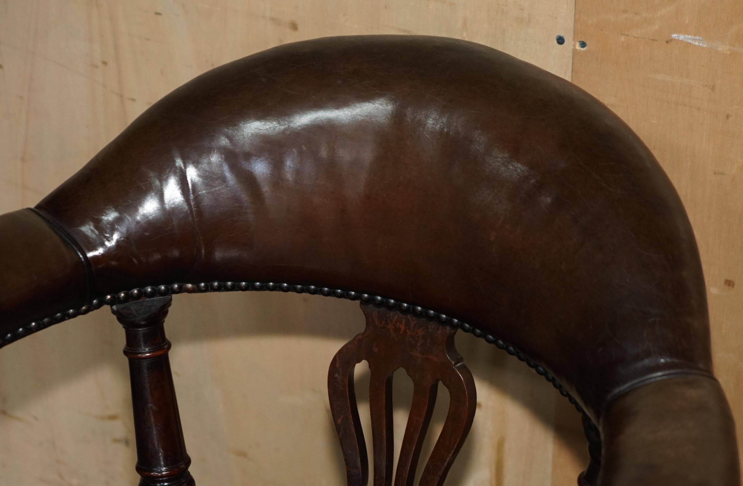 Victorian antique leather captain's chair