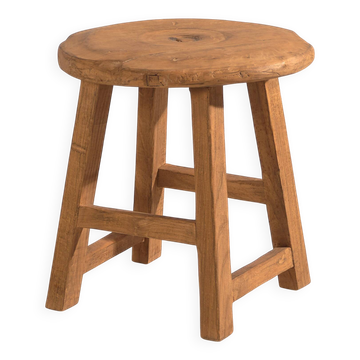 Table ronde d’appoint en bois massif ancien