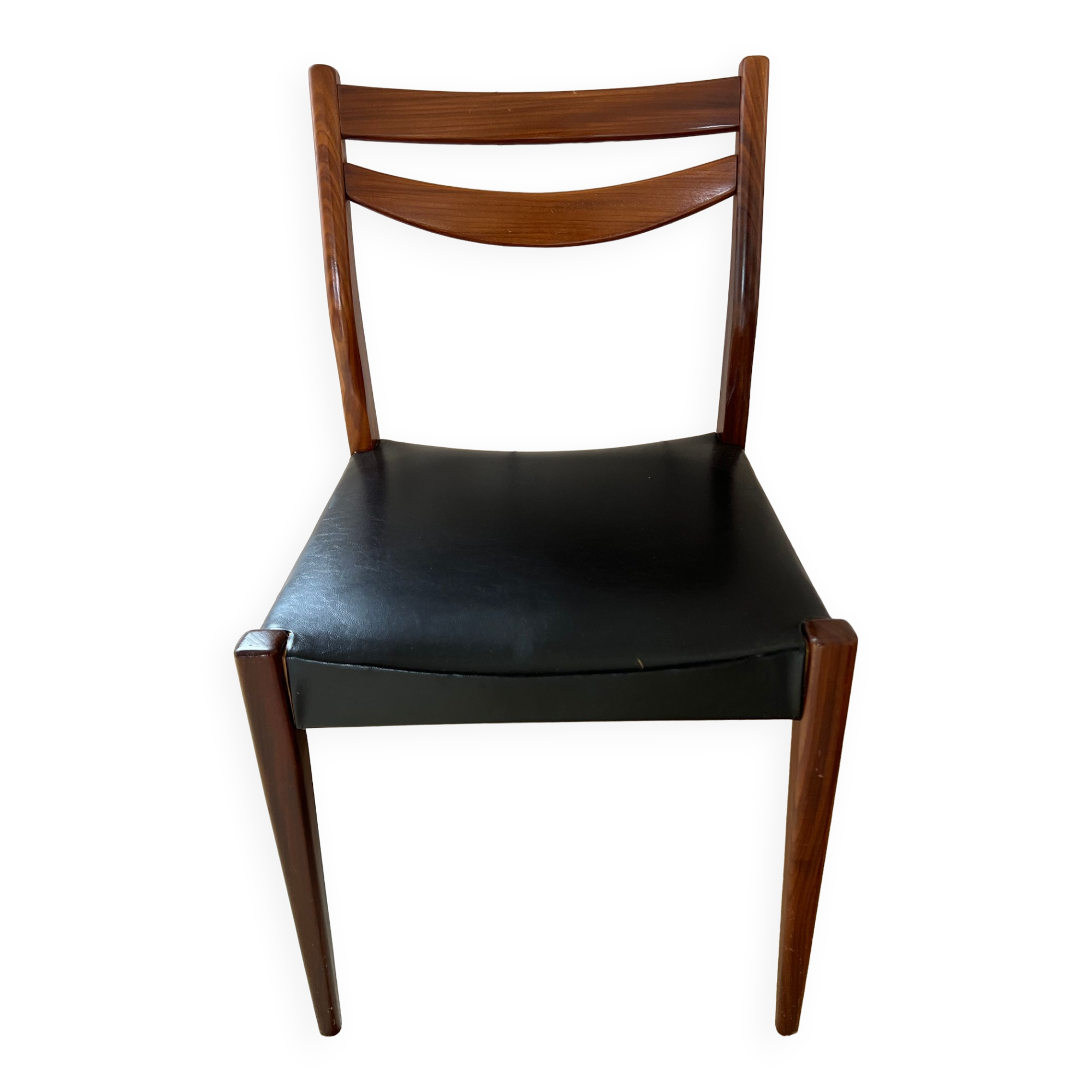 Scandinavian style teak and black skaï style chairs