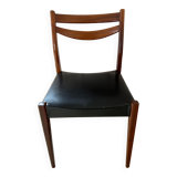 Scandinavian style teak and black skaï style chairs