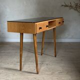 Vintage oak compass leg desk
