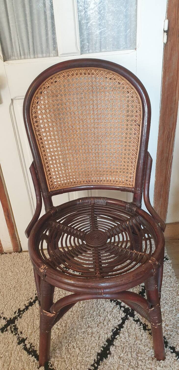 4 bamboo and cane chairs