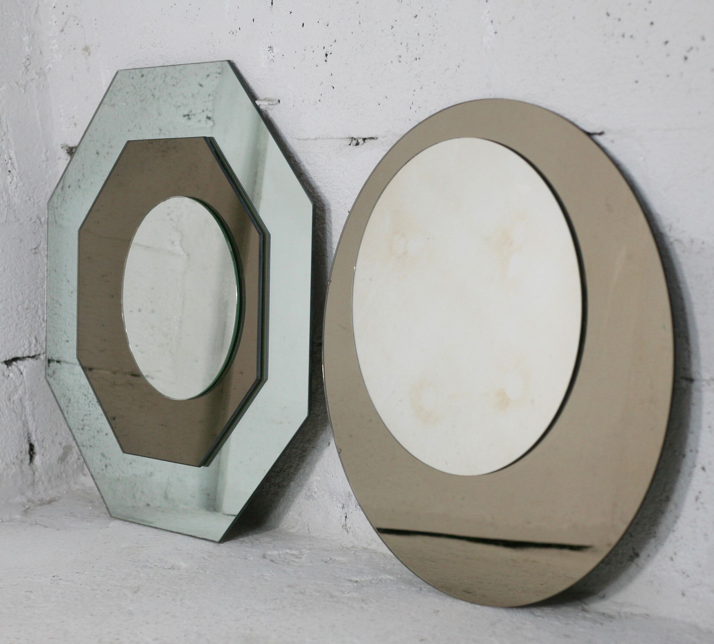 Pair of "kinetic" mirrors, France, circa 1970