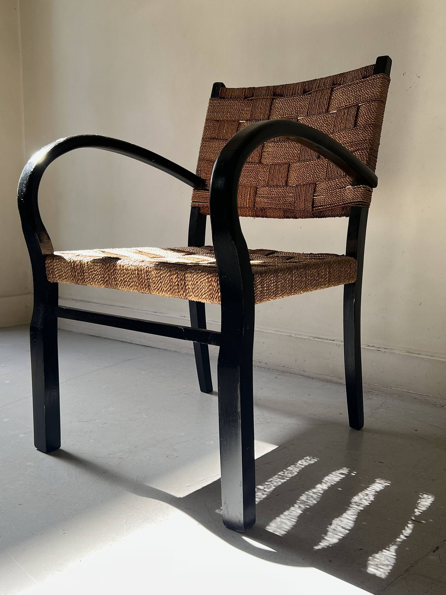 Scandinavian armchair in wood and rope by Axel Larsson, 1950