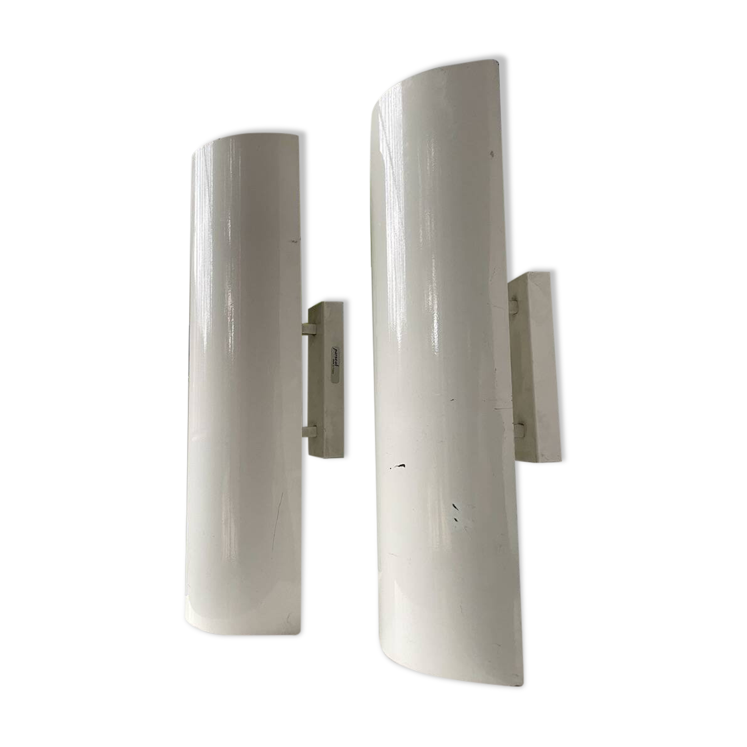 Pair of Parscot wall lights in white lacquered metal from the 80s