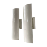 Pair of Parscot wall lights in white lacquered metal from the 80s