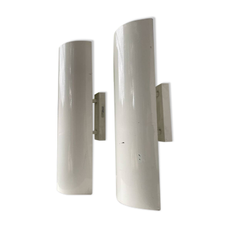 Pair of Parscot wall lights in white lacquered metal from the 80s
