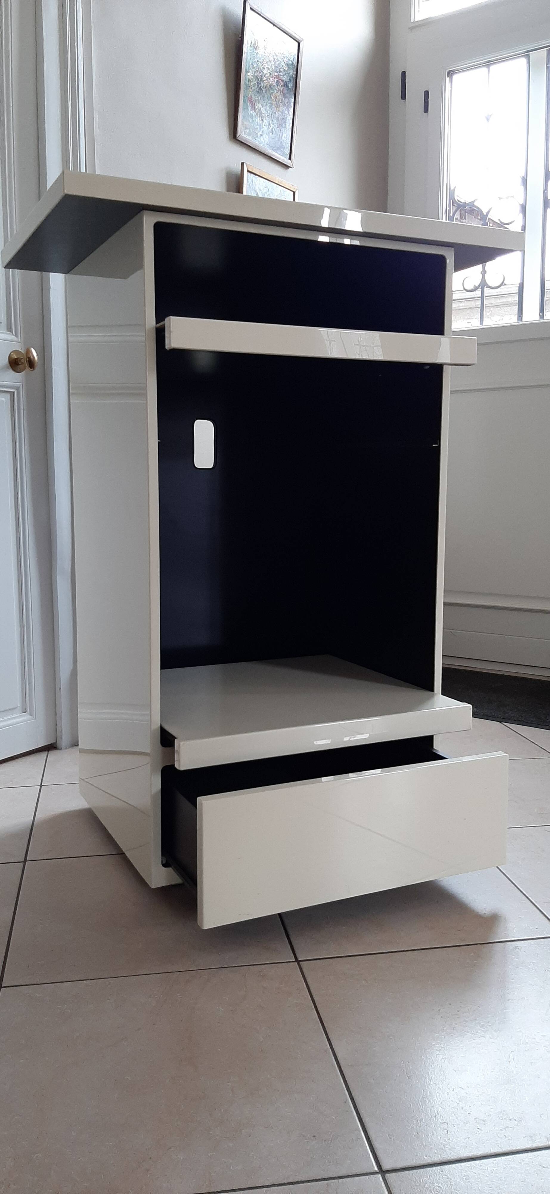 Cream lacquered HFI TV cabinet by David Lange