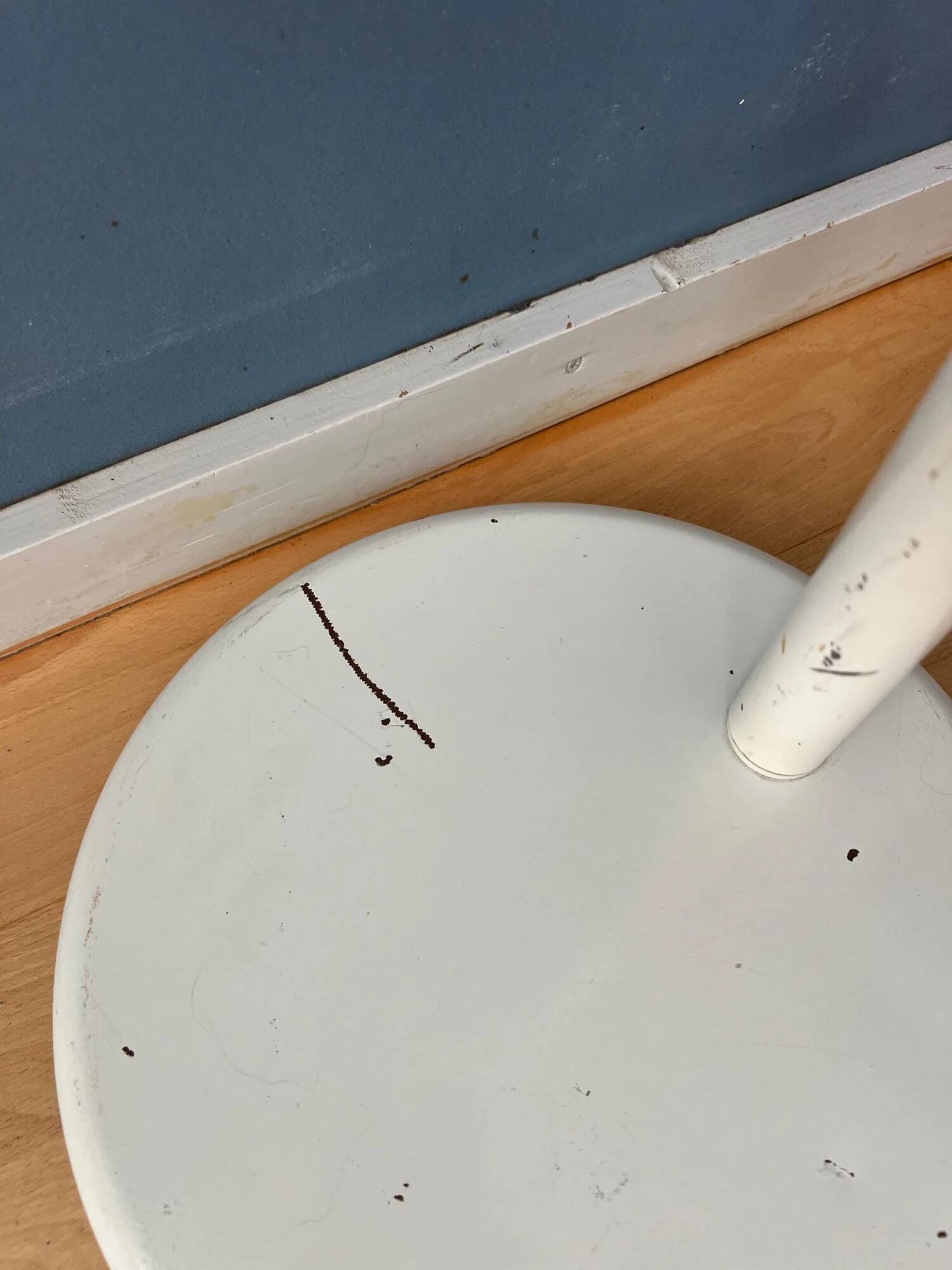 White metal vintage floor lamp with acrylic shade