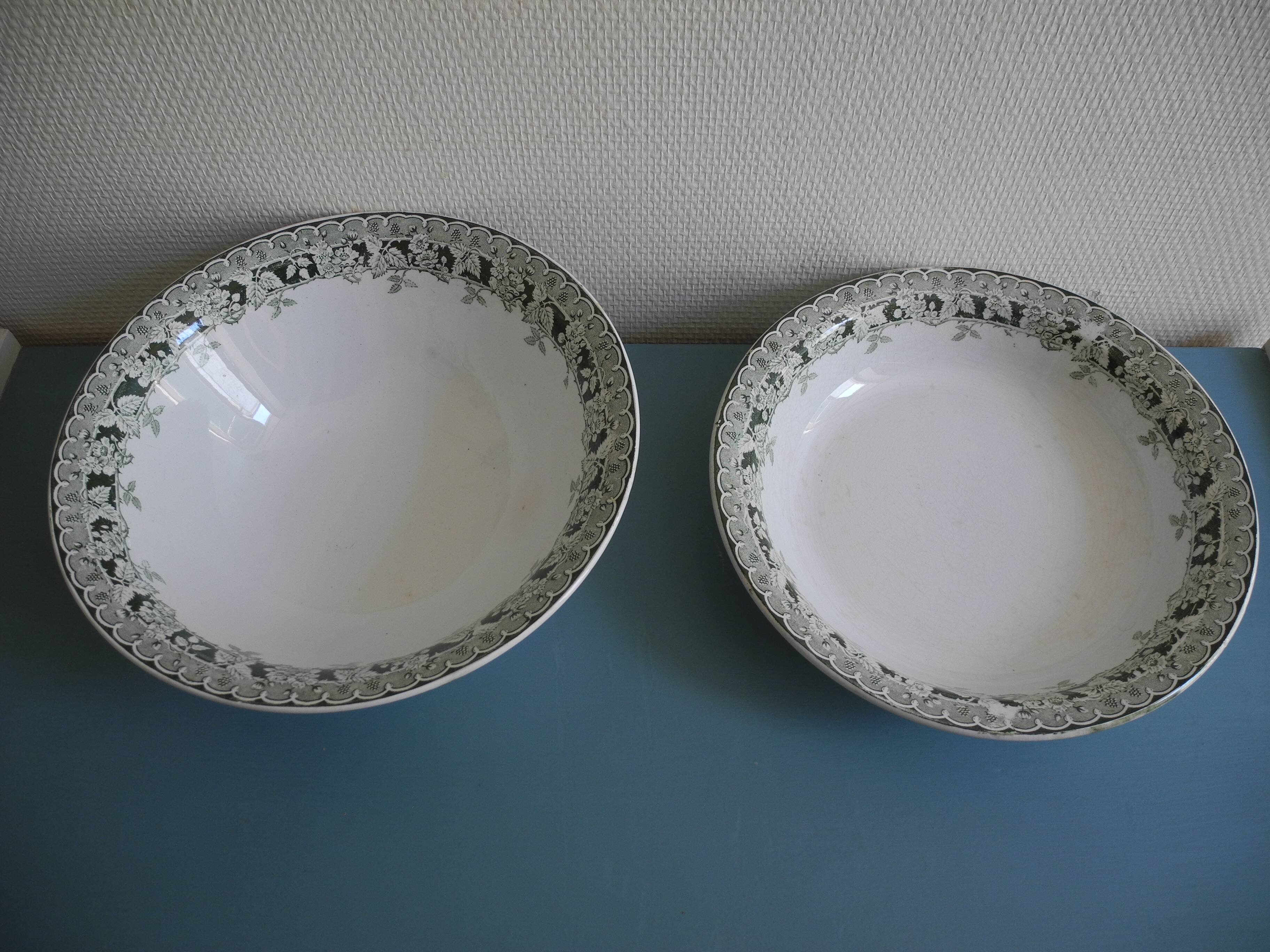 duo dishes salad bowl St Amand Murier antique French dishes salad bowl