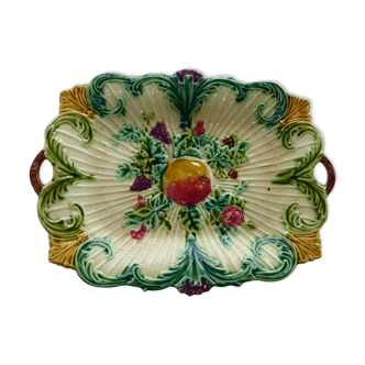 Fruit cut, dish in rectanguary shape, fruits and flowers, art deco