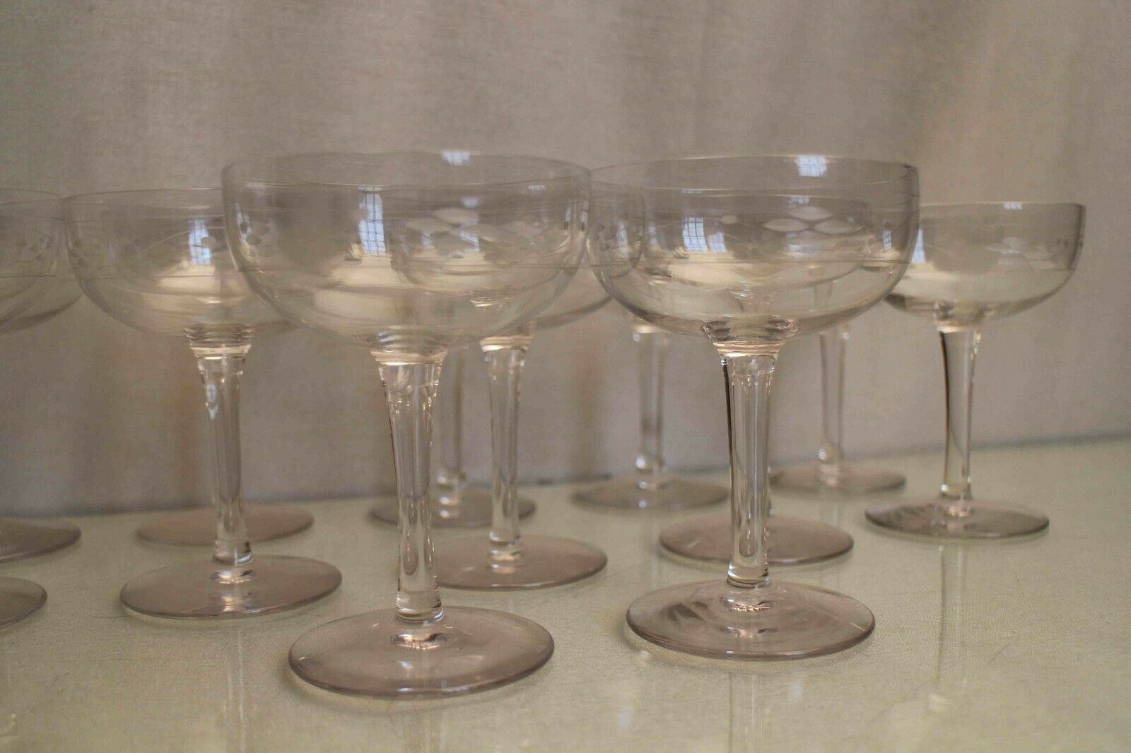 Suite of 12 crystal champagne glasses