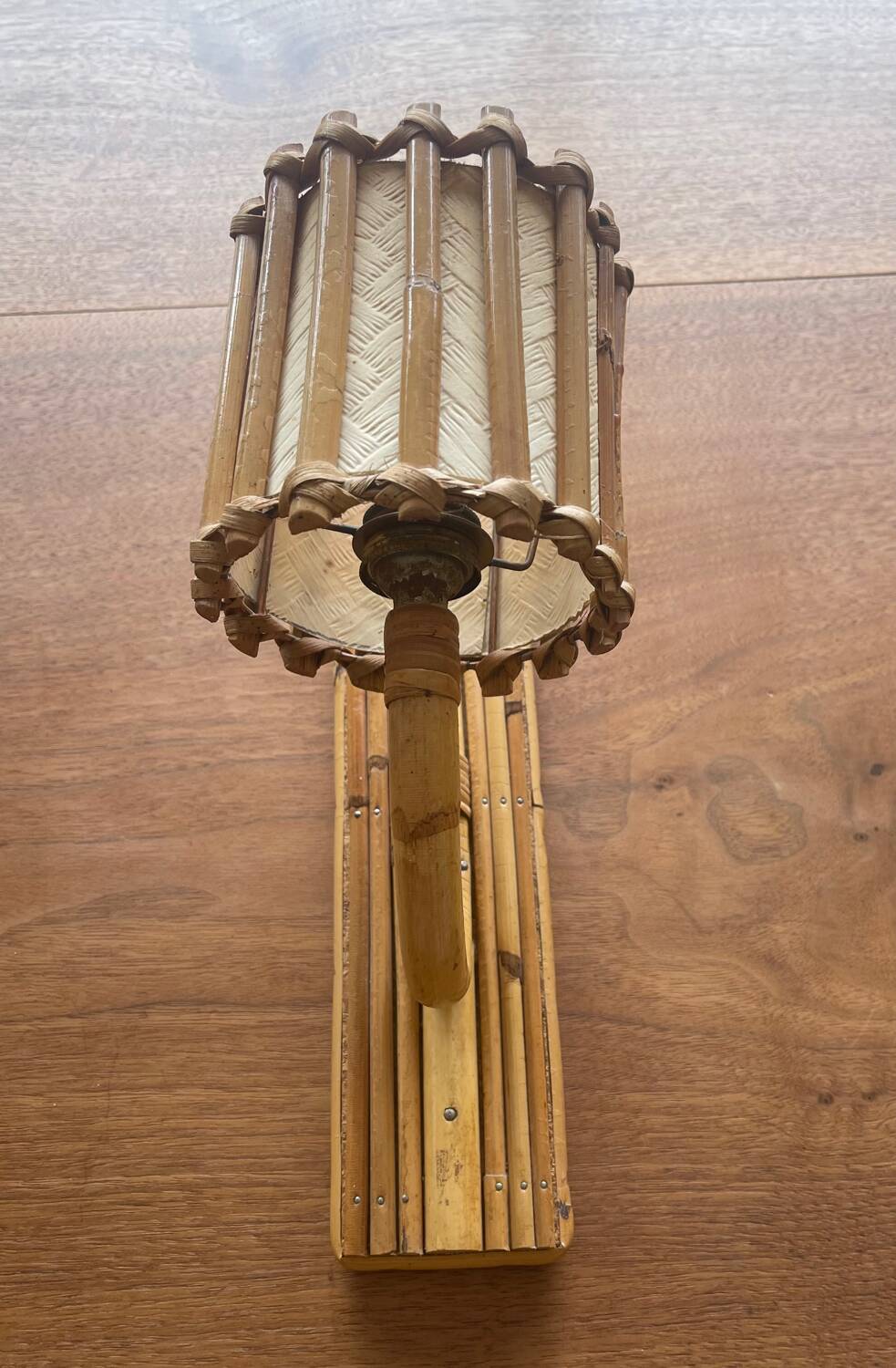 Bamboo and rattan wall light