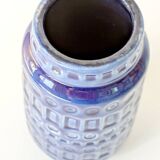 Vintage Scheurich Inka Vase, Blue Ceramic, West Germany