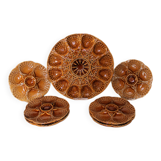 Complete oyster service in Sarreguemines slipware