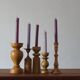 Bougeoirs scandinaves en bois, lot de 5
