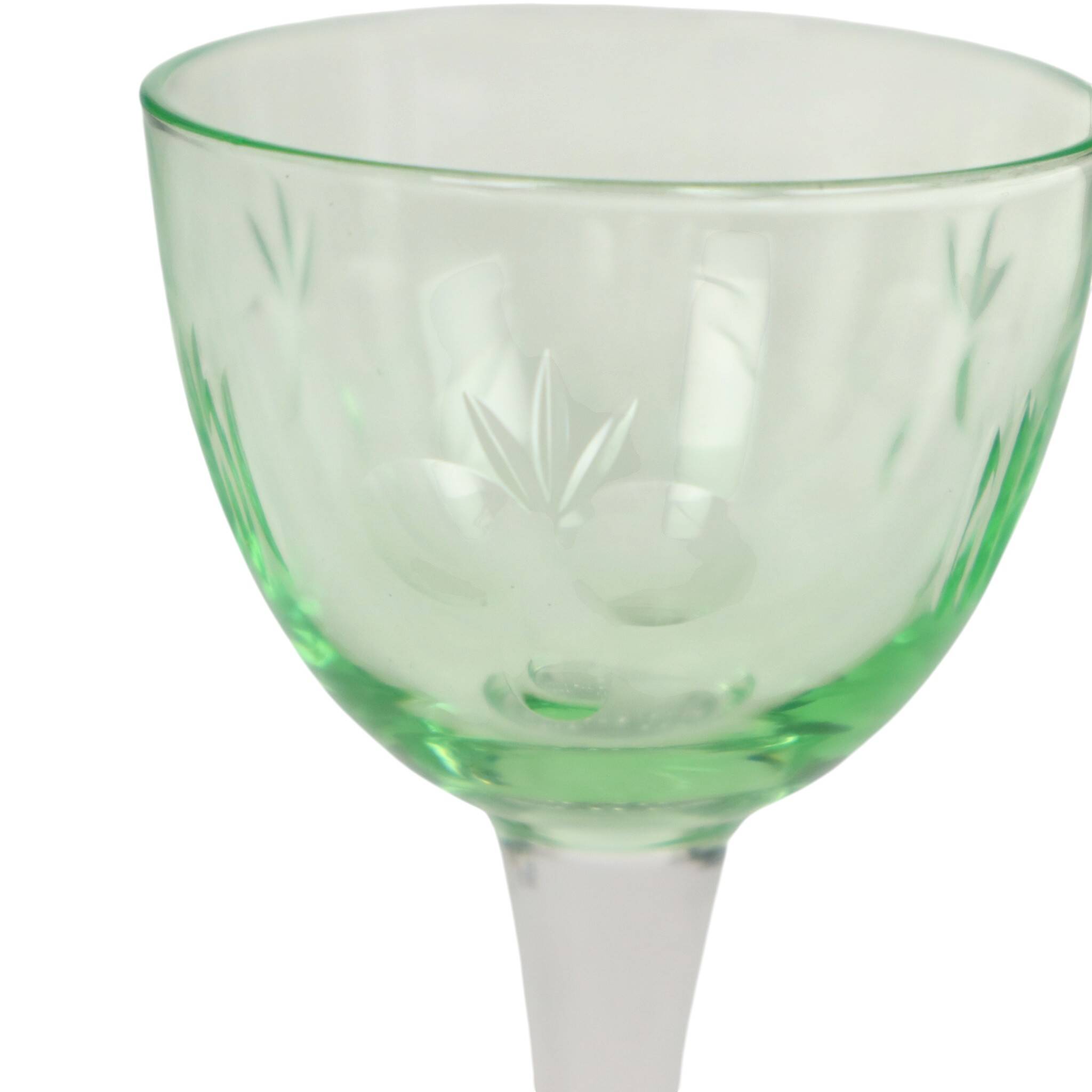 Set of 8 Val Saint Lambert Uranium Glass Aperitif Glasses