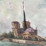 Painting Oil on canvas signed -Paris— dimensions: height -48cm- width -60cm-