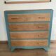 Renovated oak compass foot chest of drawers