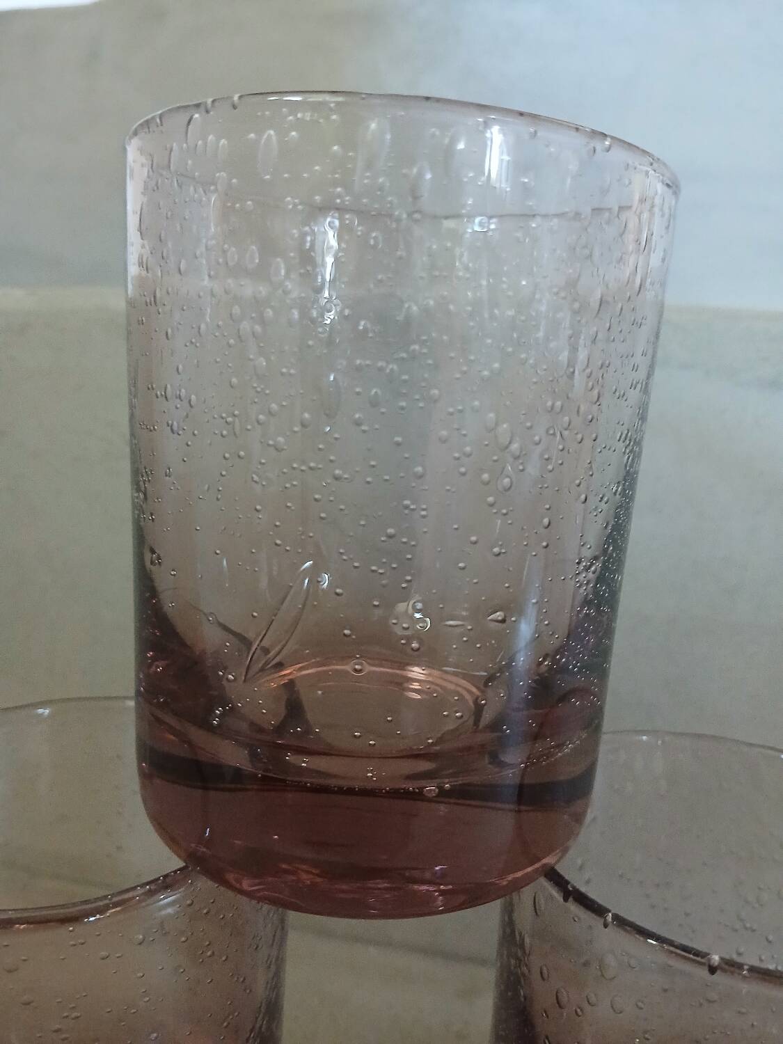 3 bubble glass water glasses