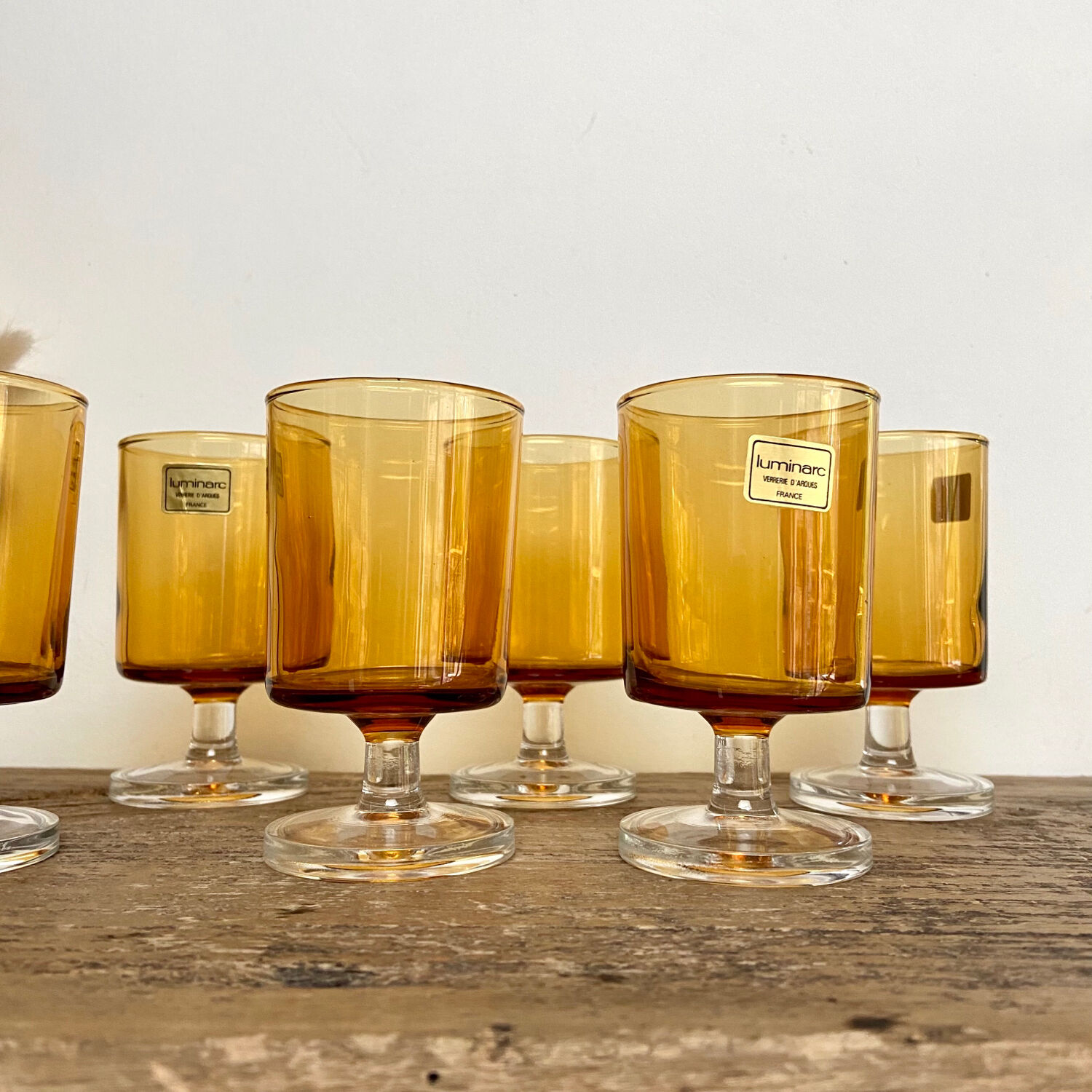 6 petits verres ambrés luminarc france
