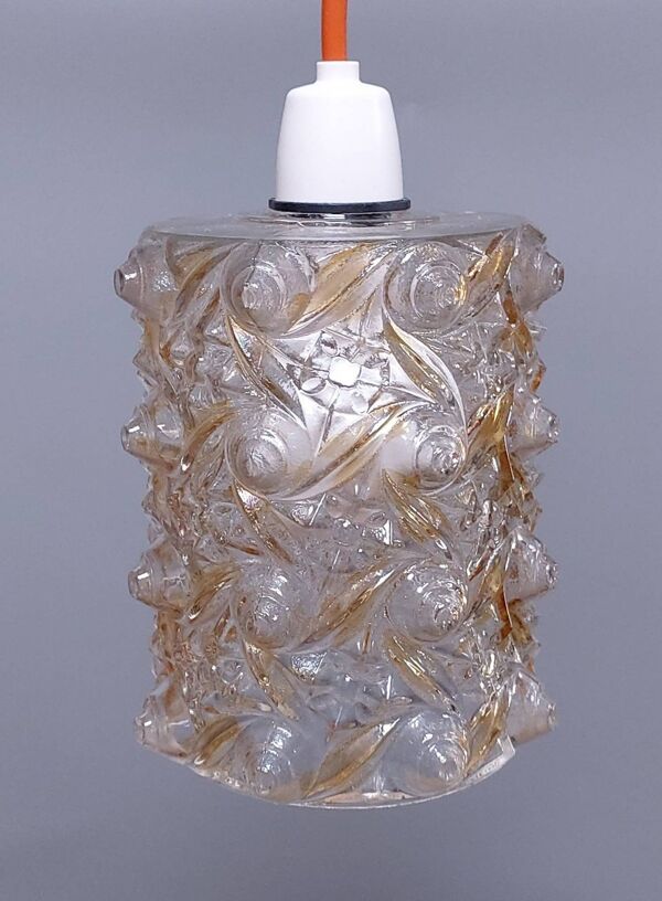 Lumières De Pendentif De milieu De Siècle - 1960 - Verre Pressé Tchèque