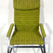 Rocking chair en métal, assise en laine, années 70/80