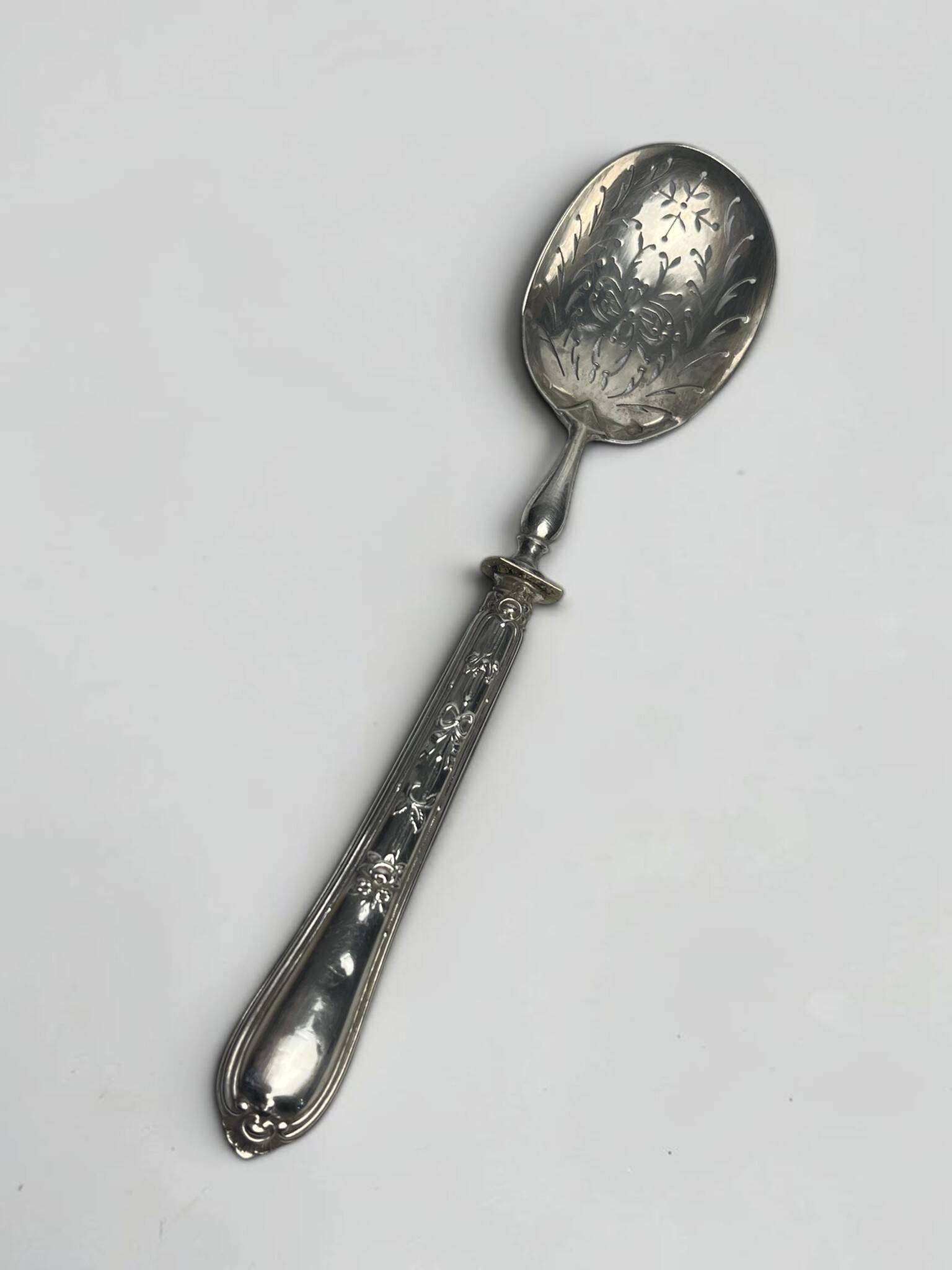 Silverware, silver sugar sifter with Minerva hallmark from the early 20th century.