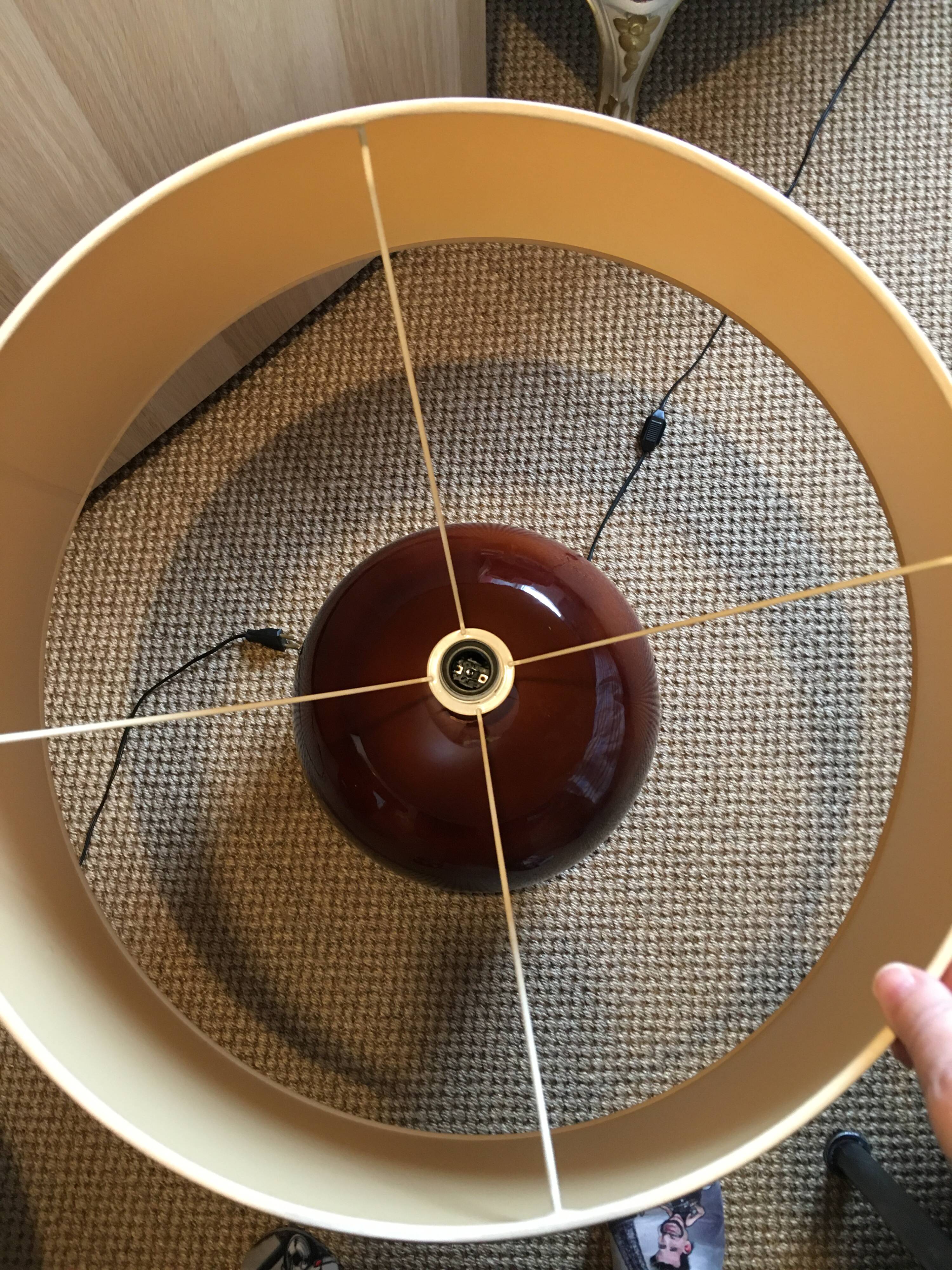 Pair of very large glazed ceramic ball lamps €80