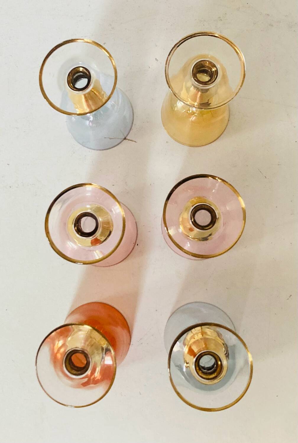 6 blown crystal liqueur glasses from Bohemia, 1960s
