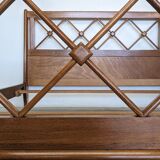 Double bed from Atelier Saint-Sabin in solid oak with lattices - 1950s