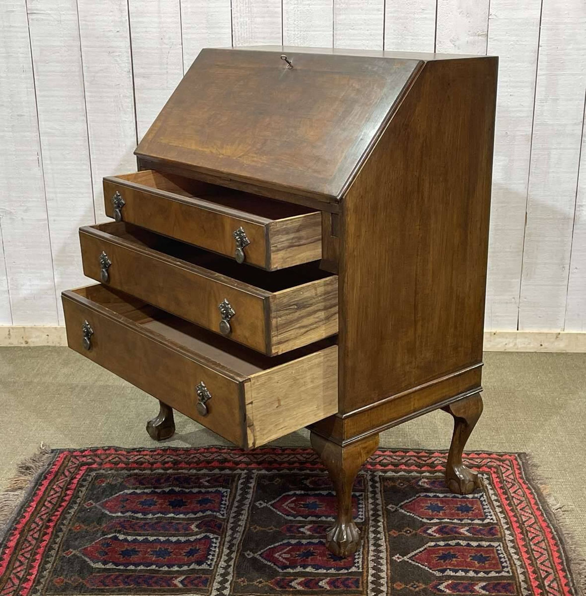 1930s English walnut secretary