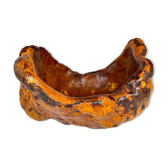 Exceptional large bowl in organic Swedish folk root, around 1960.