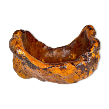 Exceptional large bowl in organic Swedish folk root, around 1960.