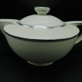 Art deco teapot by Pirkenhammer,  white and silver