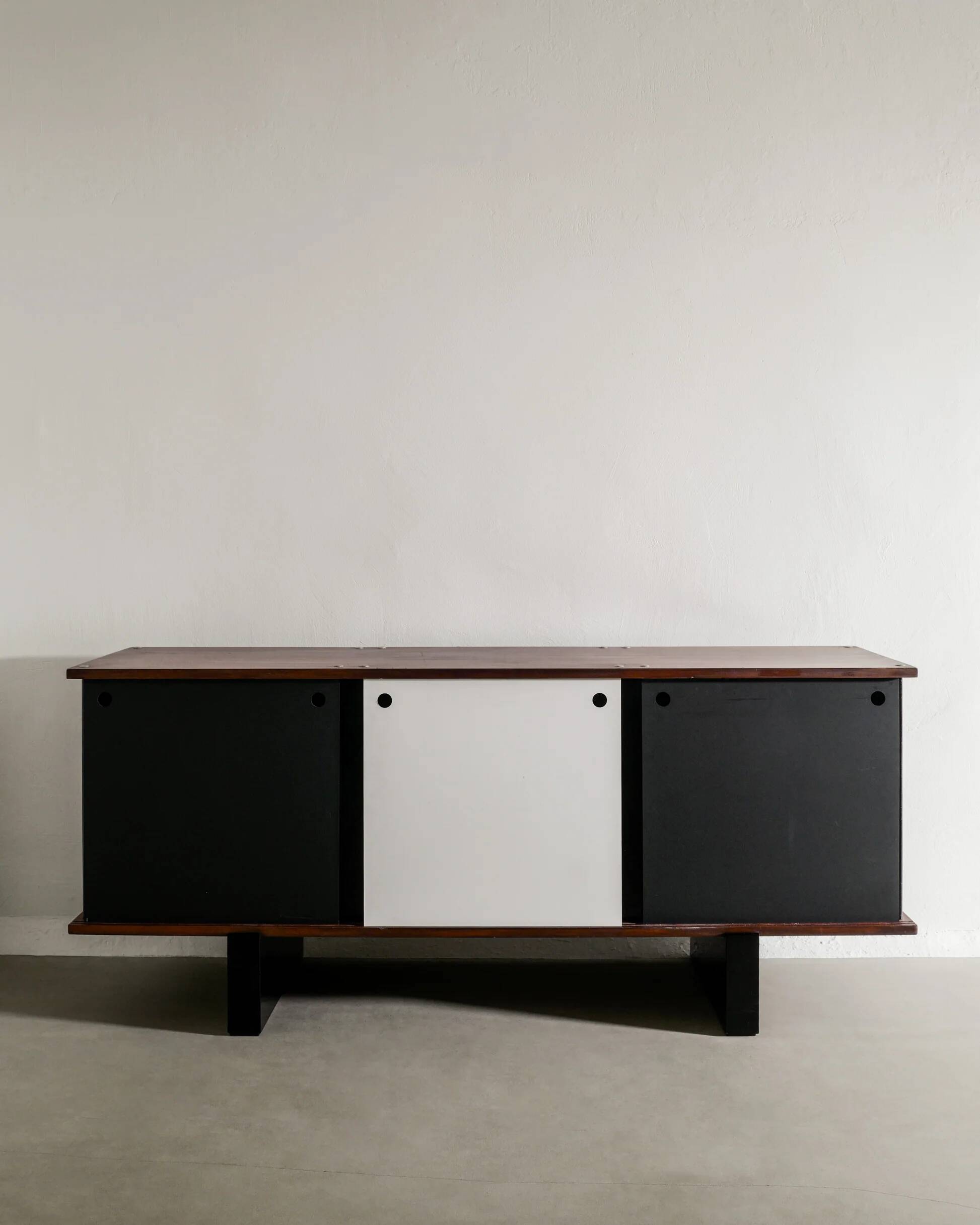 French Mid Century Wooden "Bloc" Sideboard by Charlotte Perriand, 1950s