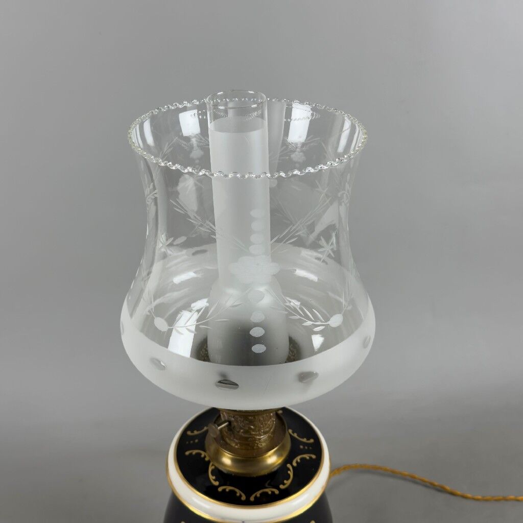 Limoges table lamp France porcelain brass glass vintage 20th century