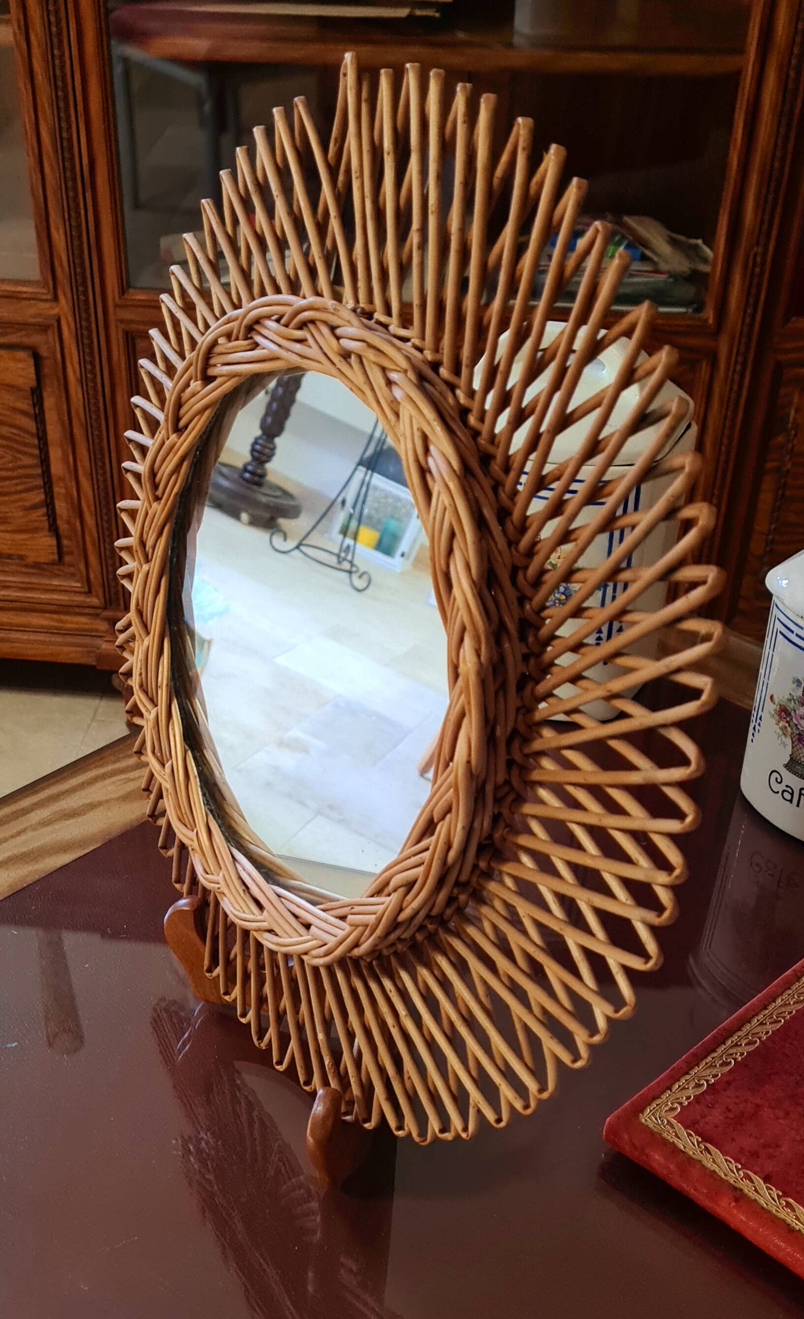 Vintage rattan mirror