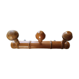 Wooden school coat rack, 3 heads, 1950s