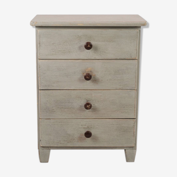 Small Gustavian Gray Painted Chest of Drawers with Original Paint