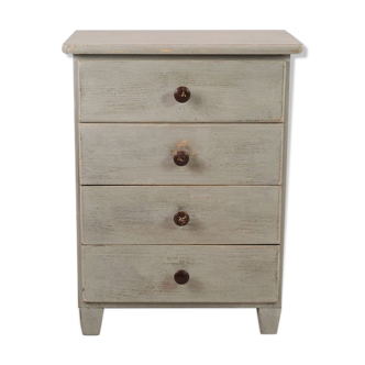 Small Gustavian Gray Painted Chest of Drawers with Original Paint